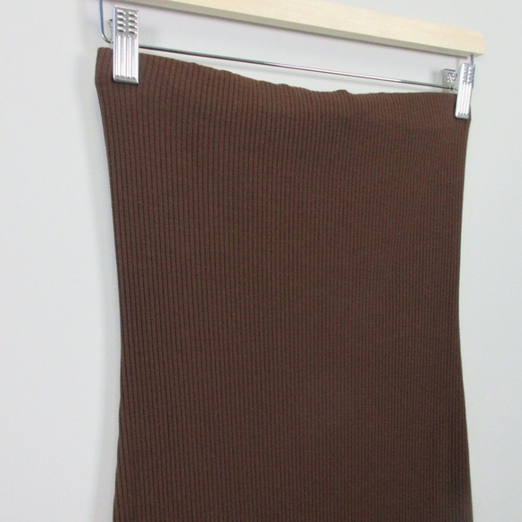 Reformation Bodycon Midi Tube Dress S Brown Ribbed Knit Minimalist Casual 314 - Picture 10 of 12